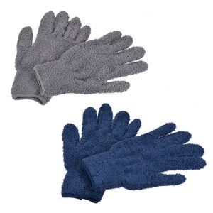 Dusting Cleaning Gloves Microfiber Mittens for Windows, Dark Blue Gray 2 Pairs